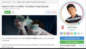 Jerry Huang Success at Wealthy Affiliate