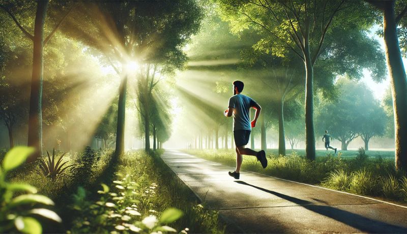 Person jogging to kickstart the morning with an energizing workout.